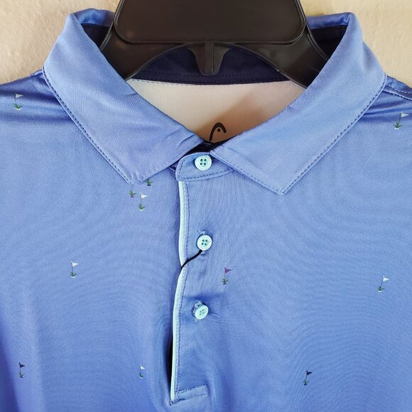 HEAD Golf Mens Blue Printed John Wave Runner Polo - Picture 2 of 13